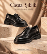 SİSLEYH MODEL SİYAH MAT DERİ CASUAL