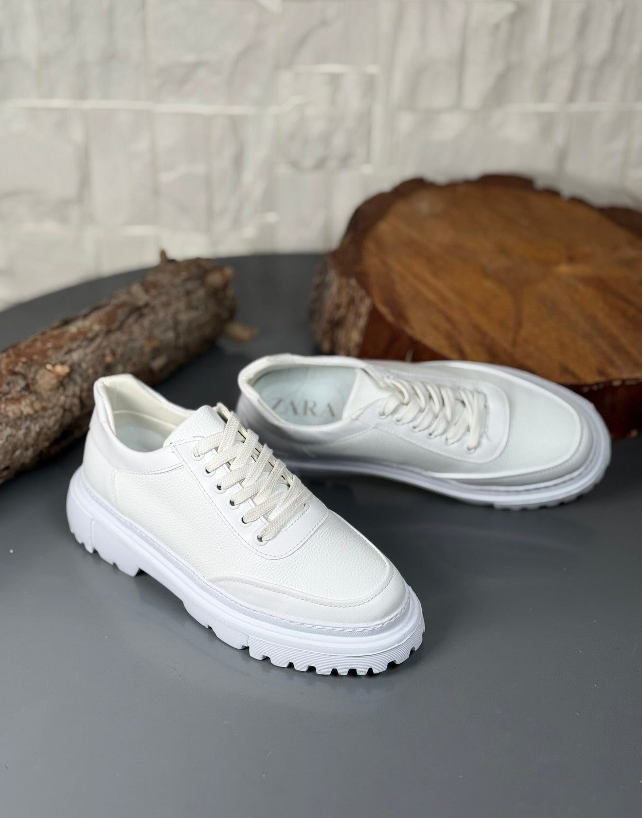 Zara Beyaz Deri Yüksek Taban CASUAL Model