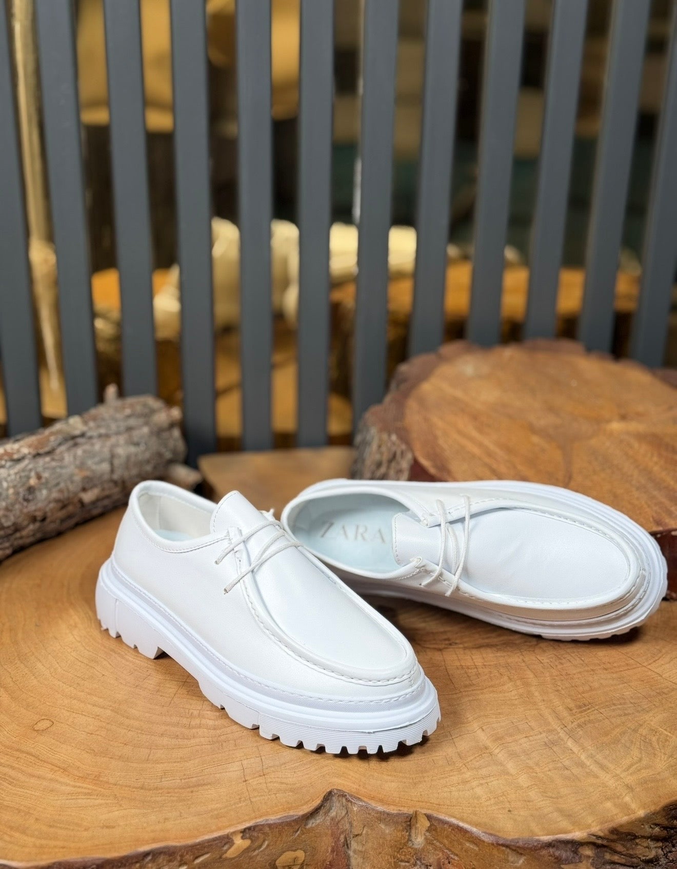 Zara Beyaz Deri Yüksek Taban CASUAL Model